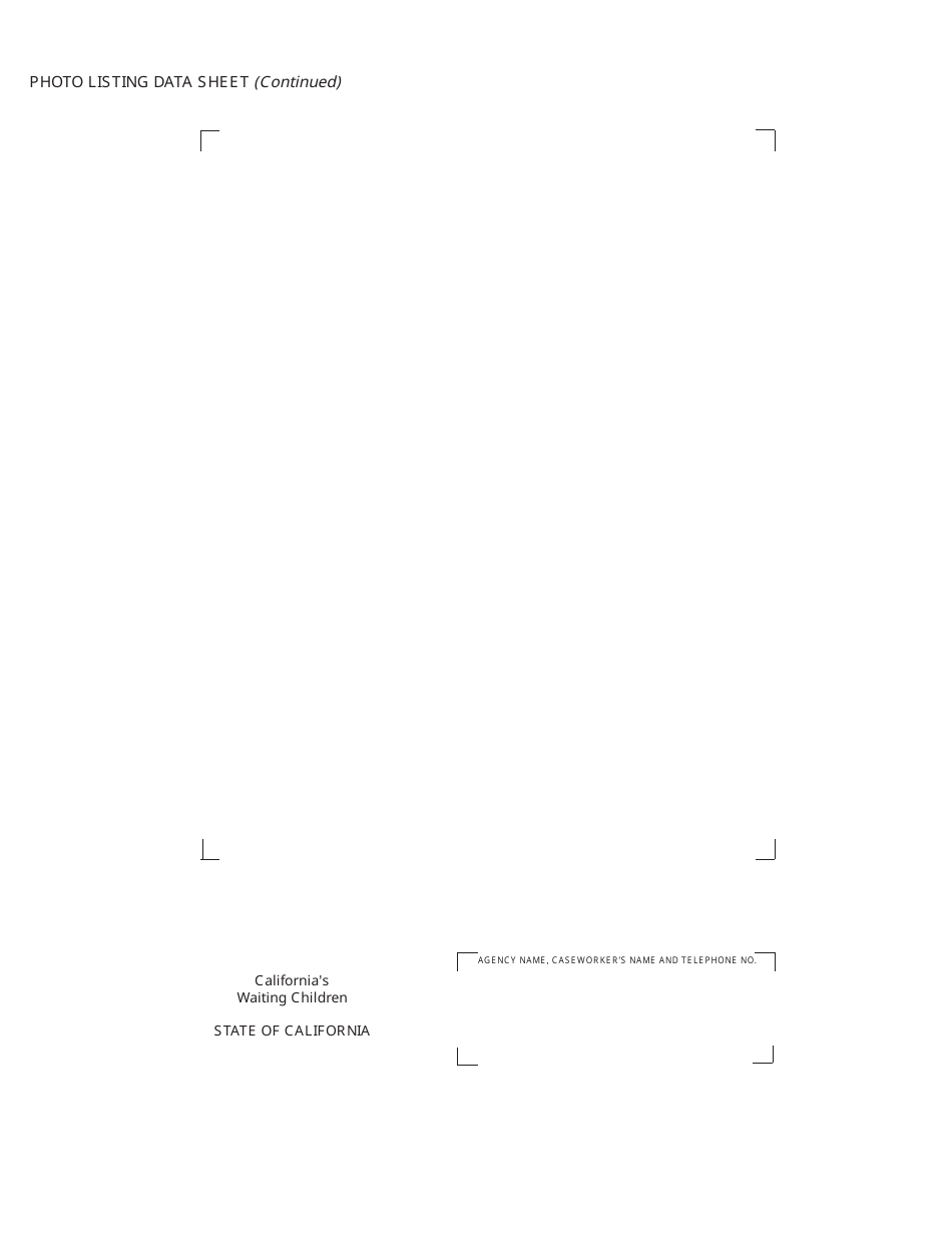 Form AD909 Photo Listing Data Sheet - California, Page 2