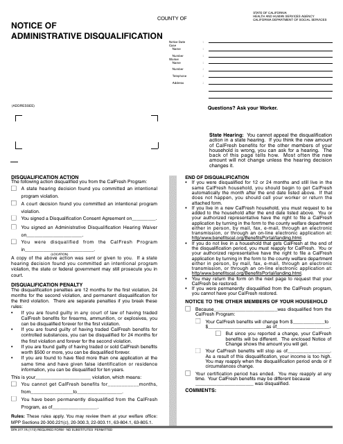 Form DFA377.7A  Printable Pdf