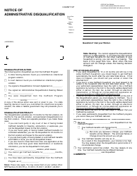 Form DFA377.7A Notice of Administrative Disqualification - California