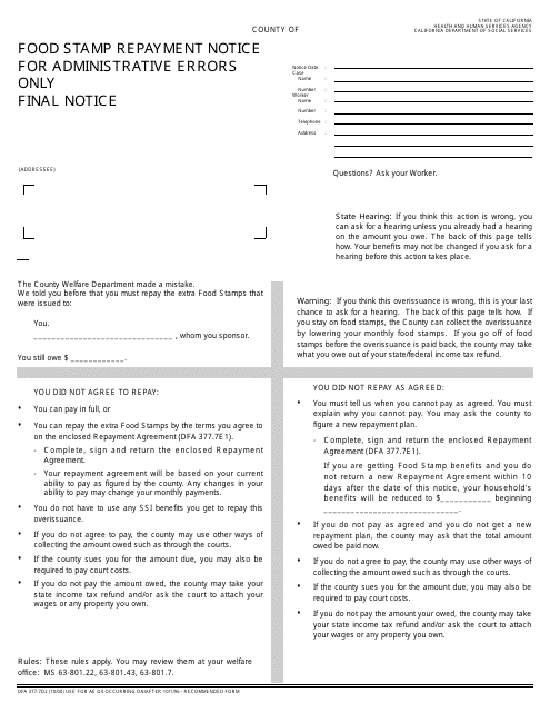 Form DFA377.7D2  Printable Pdf