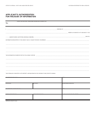 Document preview: Form ABCDM228 Applicant's Authorization for Release of Information - California