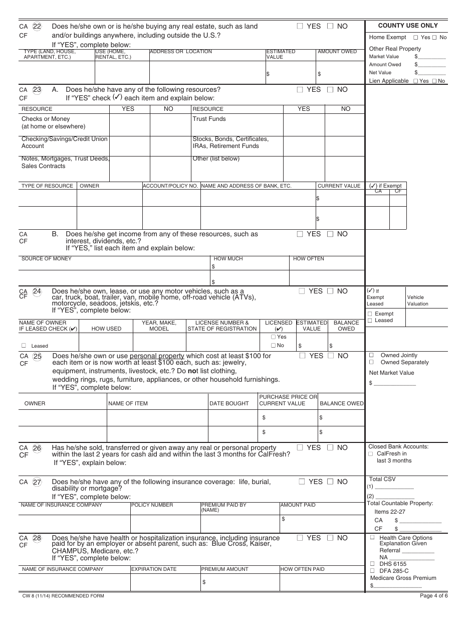 Form CW8 Statement of Facts for an Additional Person - California, Page 4
