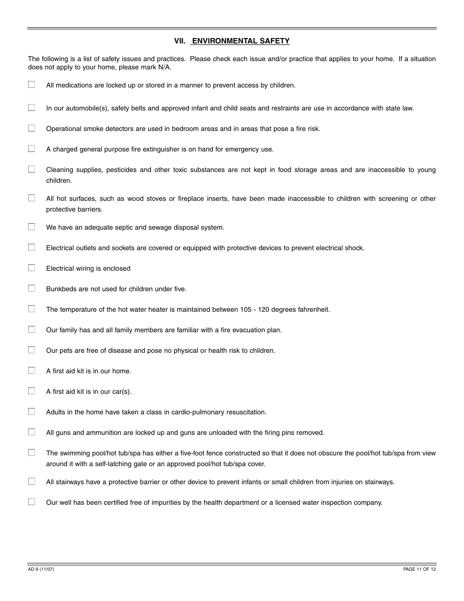 Form AD9 Independent Adoption Questionnaire - California, Page 11