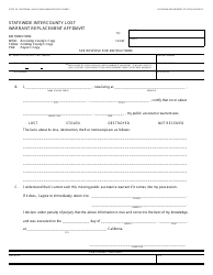 Form DFA874 Statewide Intercounty Lost Warrant Replacement Affidavit - California