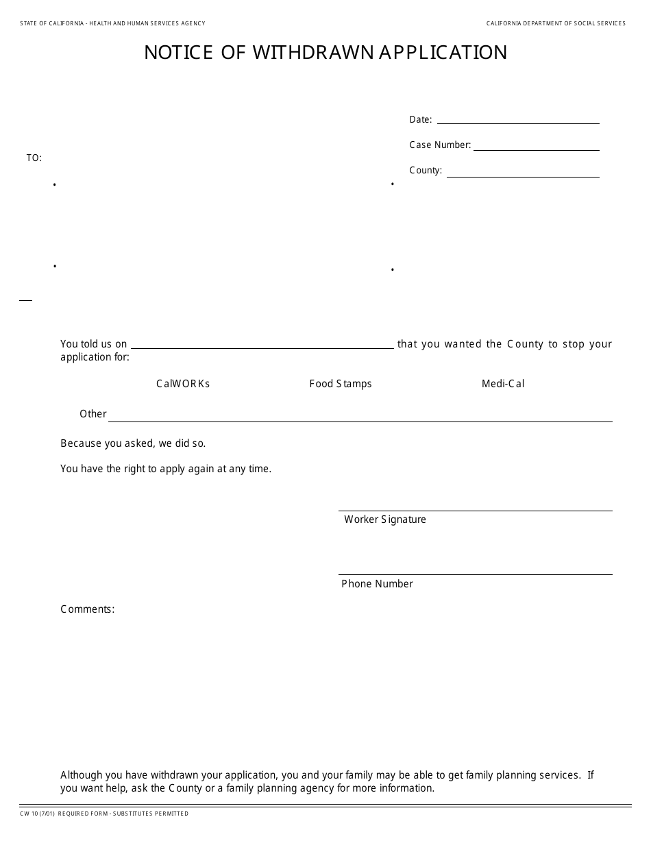 Form CW10 Fill Out, Sign Online and Download Fillable PDF, California