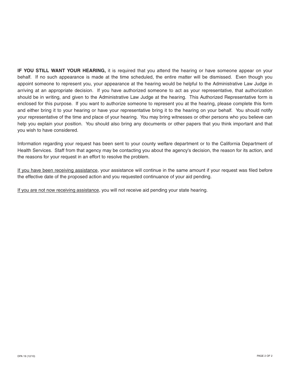 Form DPA19 Authorized Representative - California, Page 2
