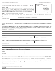 Document preview: Form AD4328 Authorization for Release of Personal Items - California