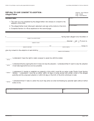 Document preview: Form AD20B Refusal to Give Consent to Adoption - Alleged Father - California