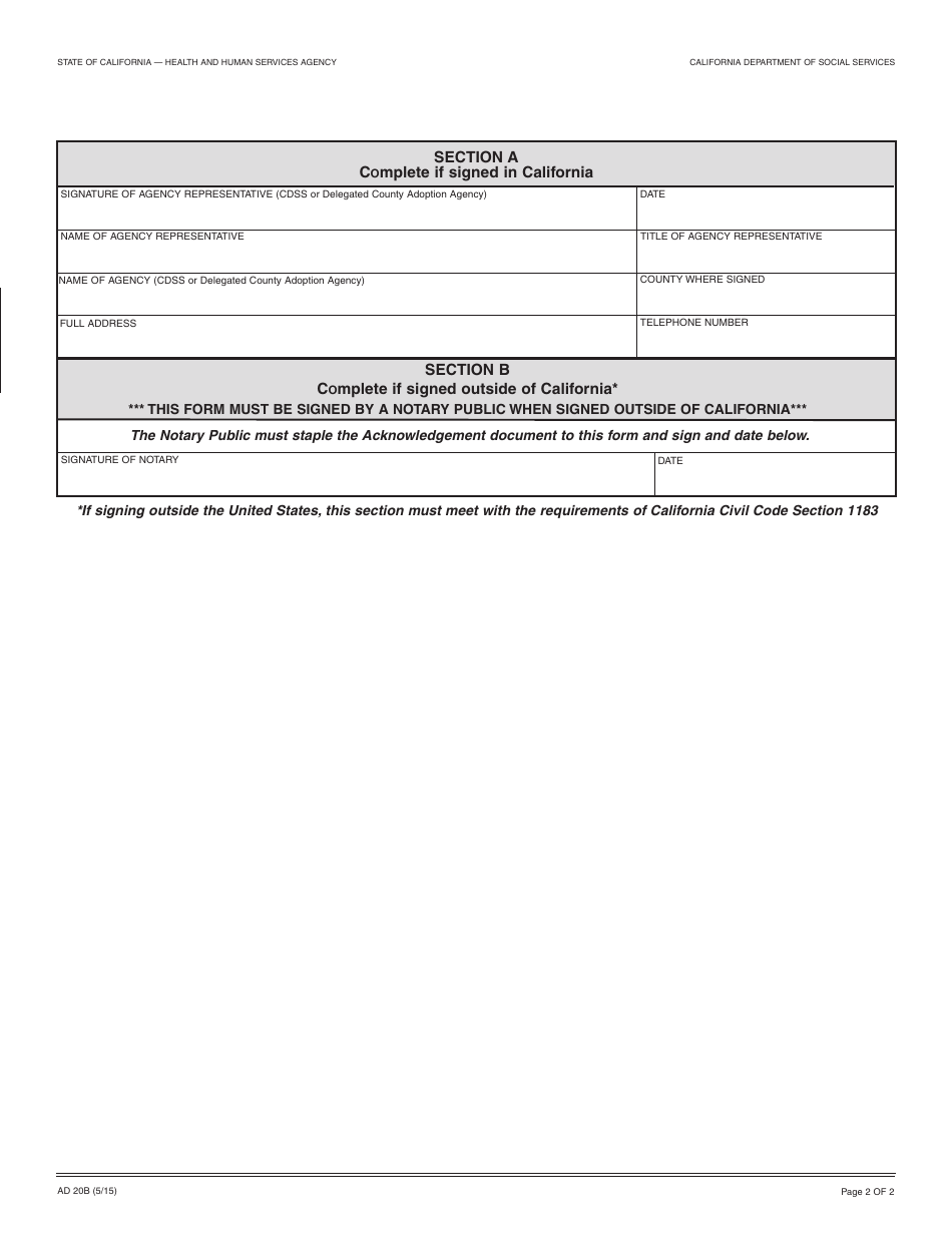 Form AD20B Refusal to Give Consent to Adoption - Alleged Father - California, Page 2