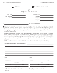 Document preview: Form DPA315 Withdrawal or Conditional Withdrawals of Request for Hearing - California