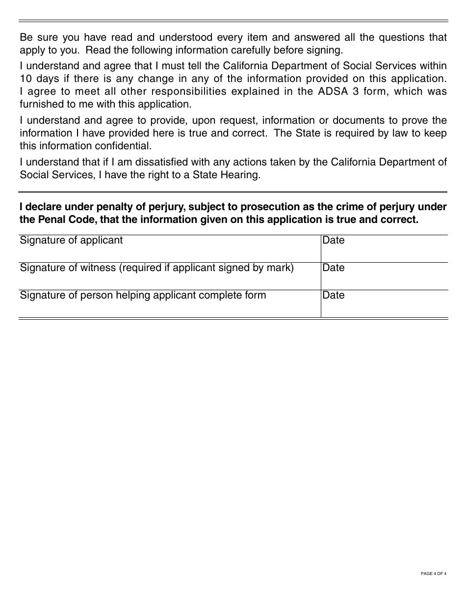 Form ADSA1B Assistance Dog Special Allowance (Adsa) Application for Social Security Disability Insurance (Ssdi) Recipients - California, Page 4