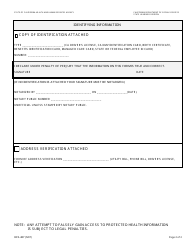 Form DPA487 &quot;Request for Access to Protected Health Information&quot; - California, Page 2