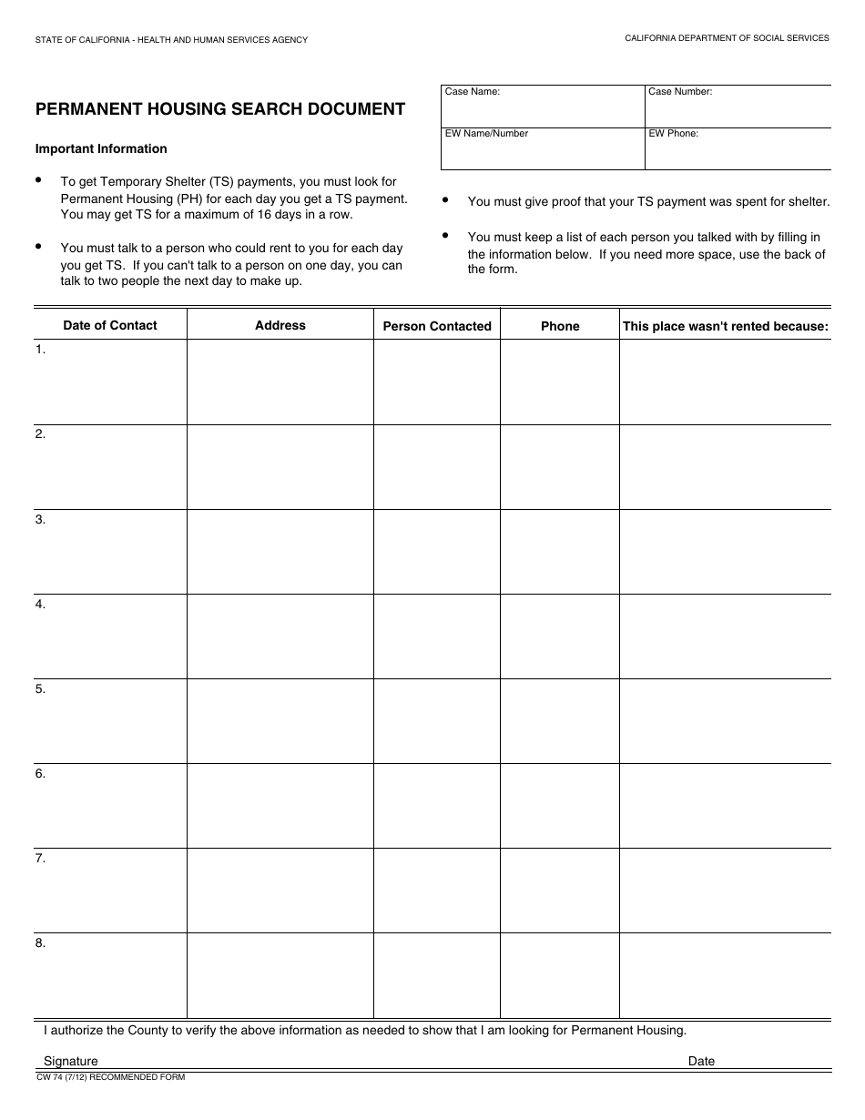 Form CW74 - Fill Out, Sign Online and Download Fillable PDF, California ...