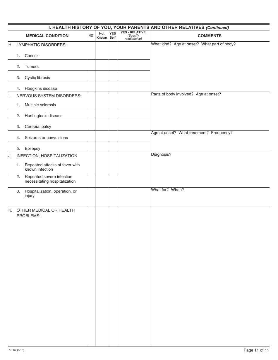 Form AD67 Information About the Birth Mother - California, Page 11