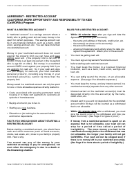 Form CW86 Agreement - Restricted Account - California Work Opportunity and Responsibility to Kids (Calworks) Program - California