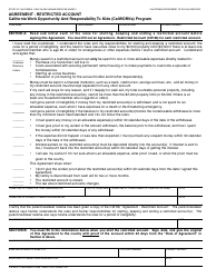 Form CW86 Agreement - Restricted Account - California Work Opportunity and Responsibility to Kids (Calworks) Program - California, Page 3