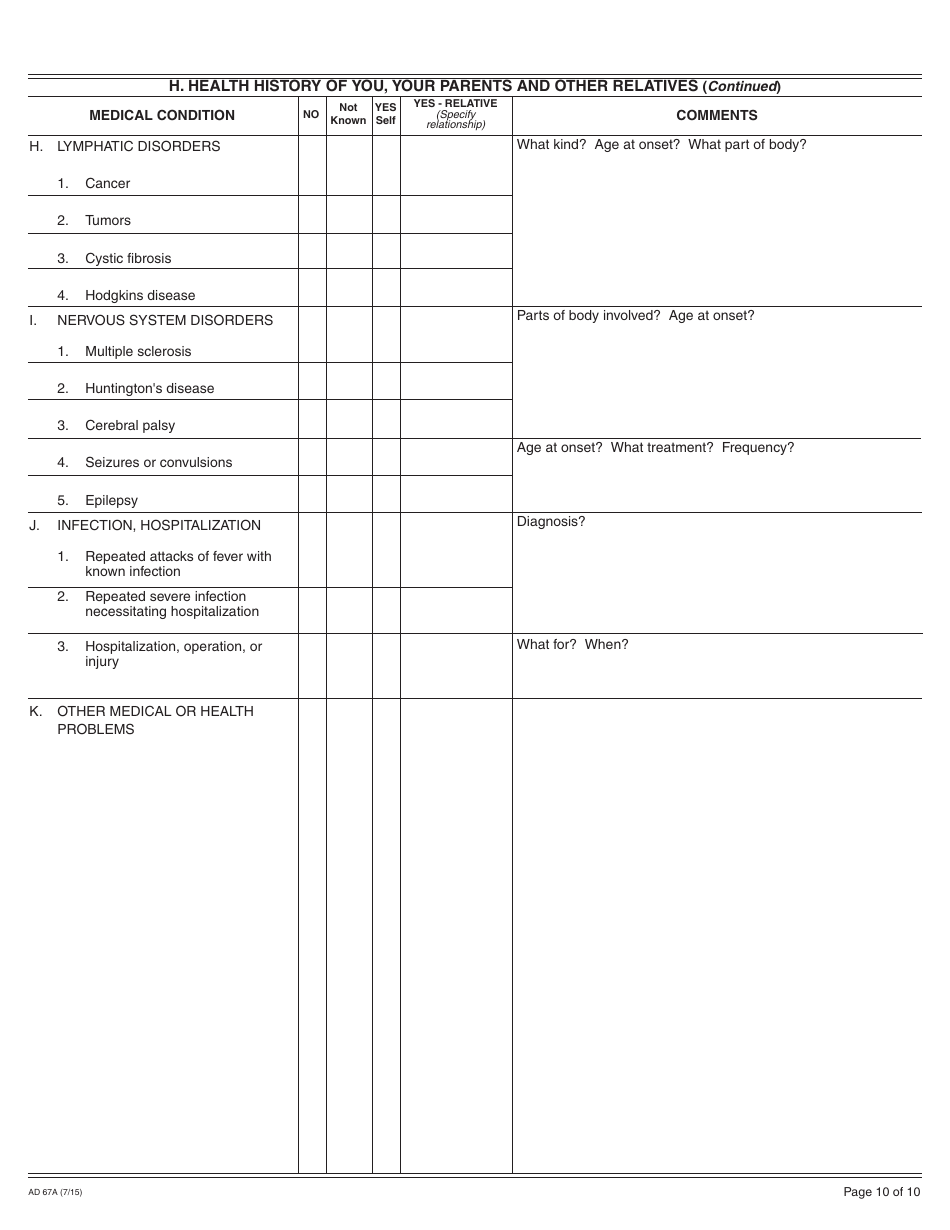 Form AD67A Information About the Birth Father - California, Page 10