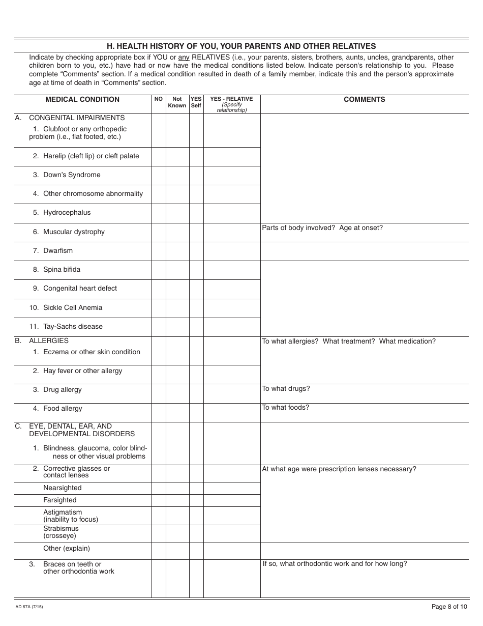 Form AD67A Information About the Birth Father - California, Page 8