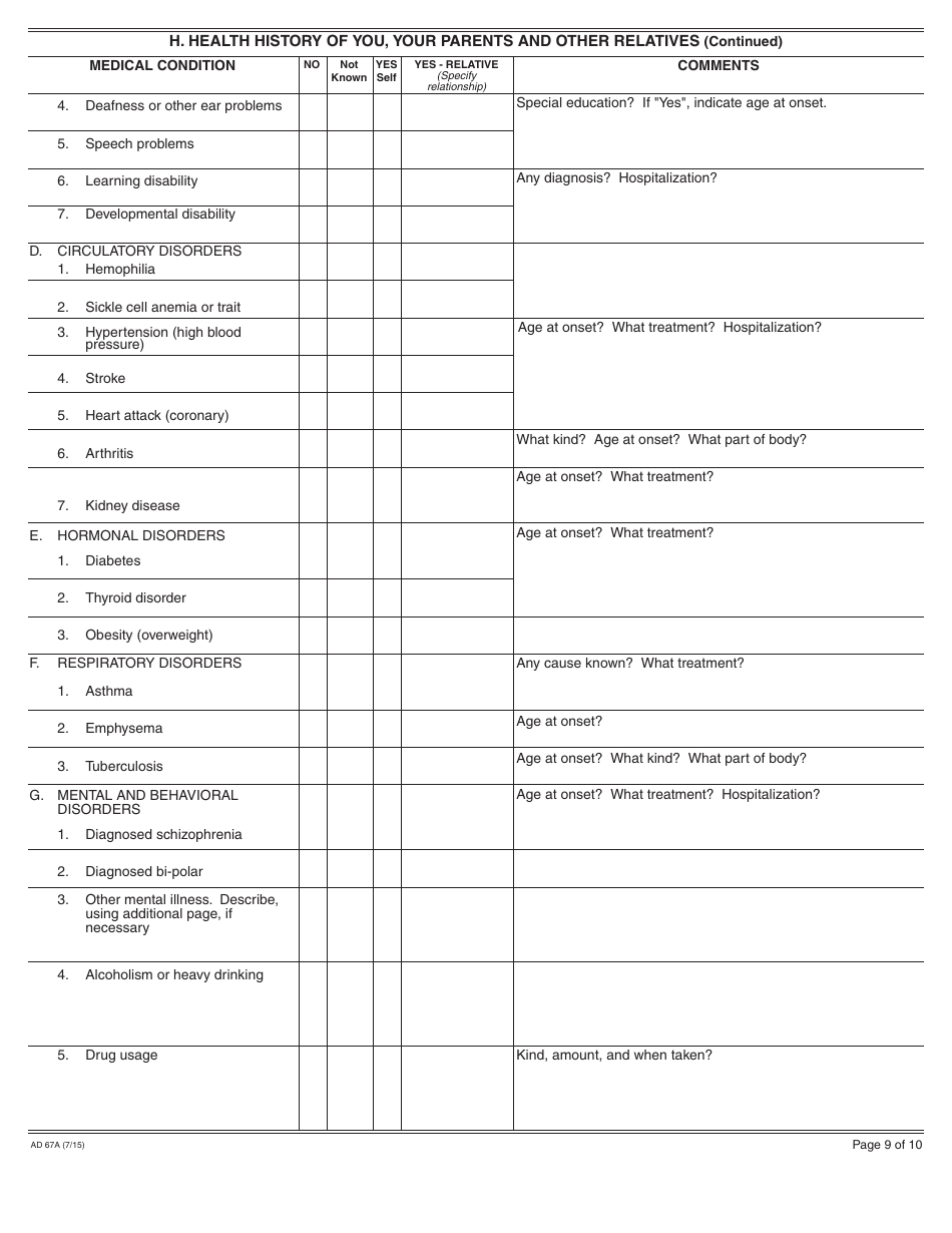 Form AD67A Information About the Birth Father - California, Page 9