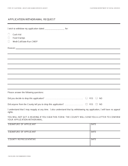 Form CW89  Printable Pdf