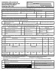 Document preview: Form CD9600 Confidential Application for Child Development Services and Certification of Eligibility - California
