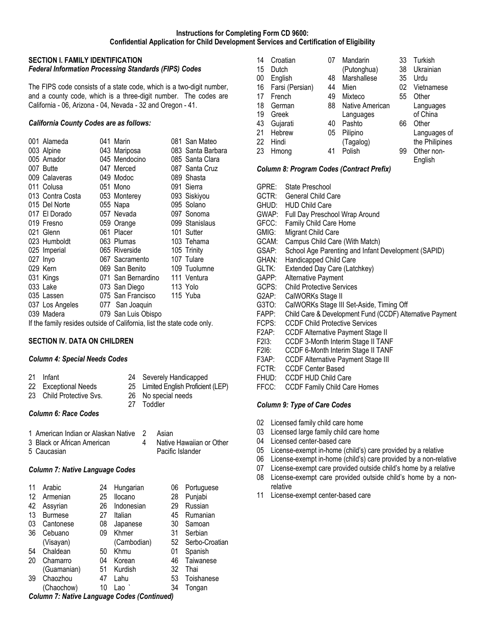 Form CD9600 Confidential Application for Child Development Services and Certification of Eligibility - California, Page 5