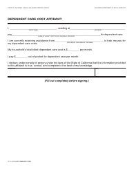 Document preview: Form CF10 Dependent Care Cost Affidavit - California
