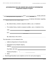 Document preview: Form AD100 Authorization for Use and/or Disclosure of Information - Independent Adoption Program - California