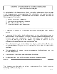 Form AD100 Authorization for Use and/or Disclosure of Information - Independent Adoption Program - California, Page 2