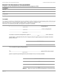 Document preview: Form AD508 Request for Rescission of Relinquishment - California