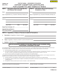 Document preview: Form M-104 Export Exemption Certificate for Cigarette and Tobacco Taxes - Hawaii