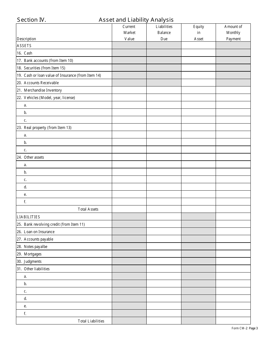 Form CM-2 Statement of Financial Condition and Other Information - Hawaii, Page 3