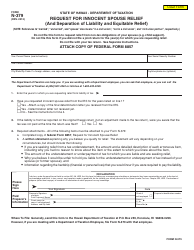 Form N-379 Request for Innocent Spouse Relief - Hawaii