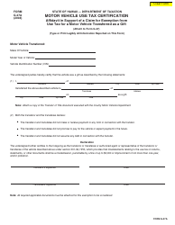 Document preview: Form G-27A Motor Vehicle Use Tax Certification - Affidavit in Support of a Claim for Exemption From Use Tax for a Motor Vehicle Transferred as a Gift - Hawaii