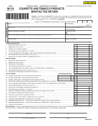 Document preview: Form M-19 Cigarette and Tobacco Products Monthly Tax Return - Hawaii