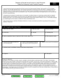 Document preview: OPM Form 630-A Request to Donate Annual Leave to Leave Recipient Under the Voluntary Leave Transfer Program
