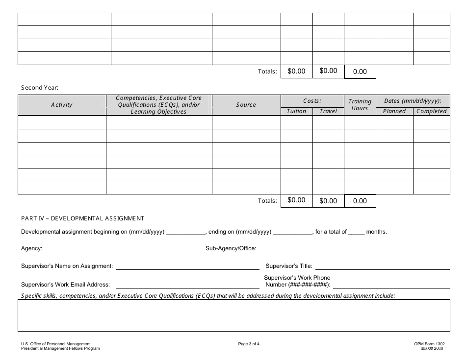 OPM Form 1302 Presidential Management Fellows (Pmf) Individual Development Plan (Idp), Page 3