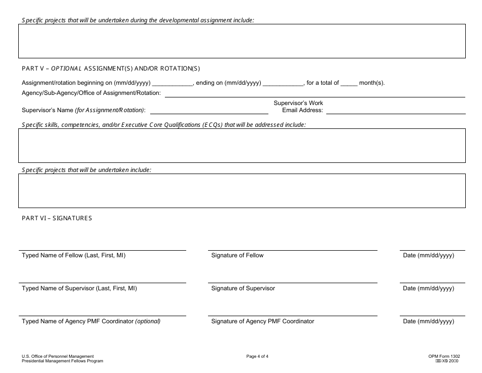 OPM Form 1302 Presidential Management Fellows (Pmf) Individual Development Plan (Idp), Page 4