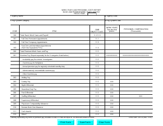 Document preview: OPM Form 1351-A Work Years and Personnel Costs Report - Basic and Premium Work Years and Pay