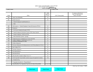 Document preview: OPM Form 1351-B Work Years and Personnel Costs Report - Costs of Employees Benefits - Fiscal Year
