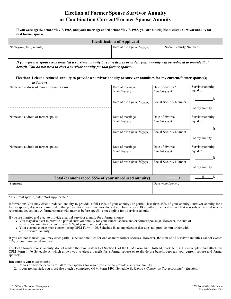 OPM Form 1496 Application for Deferred Retirement (For Persons Separated Before October 1, 1956), Page 12