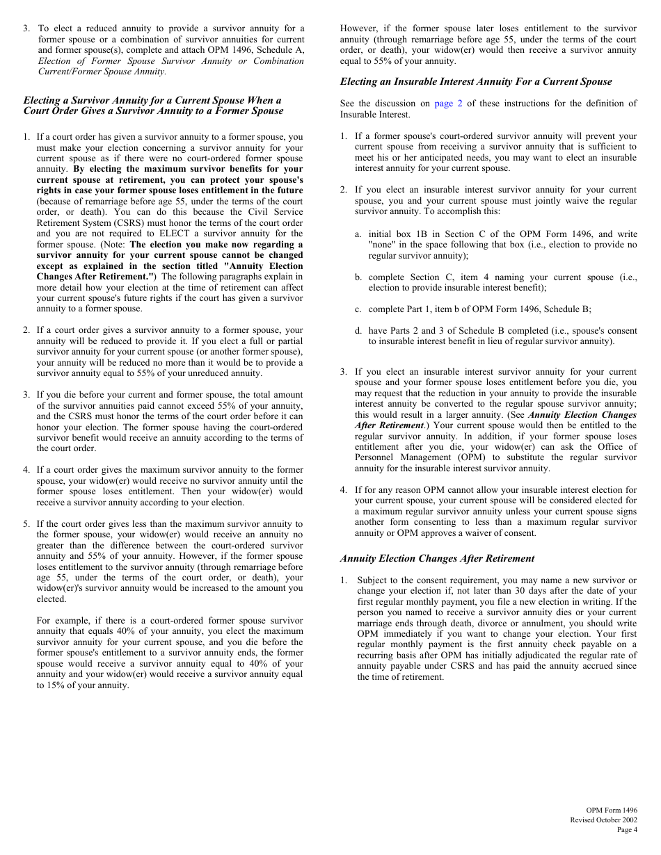 OPM Form 1496 Application for Deferred Retirement (For Persons Separated Before October 1, 1956), Page 5