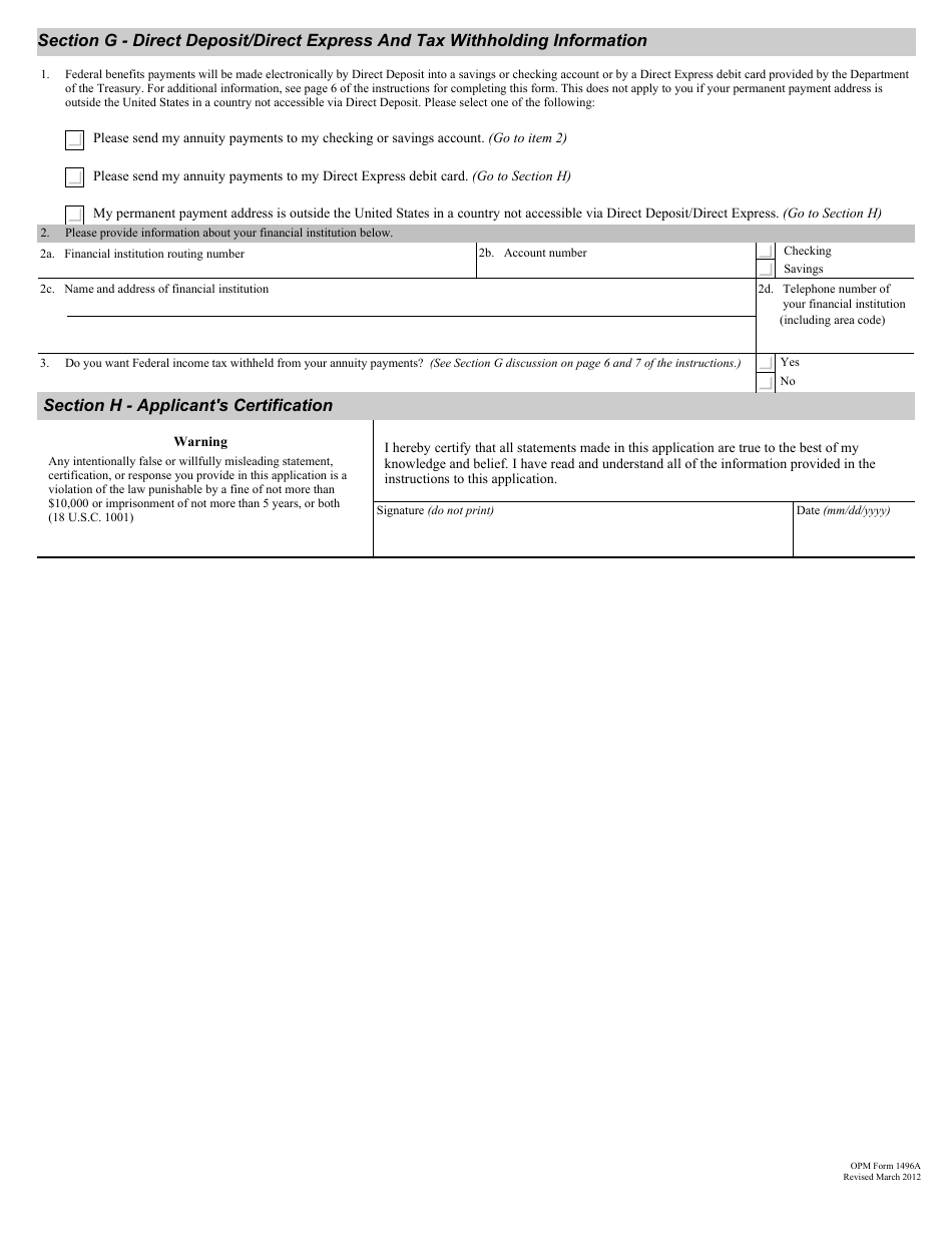 OPM Form 1496A Application for Deferred Retirement (Separations Before October 1, 1956), Page 13