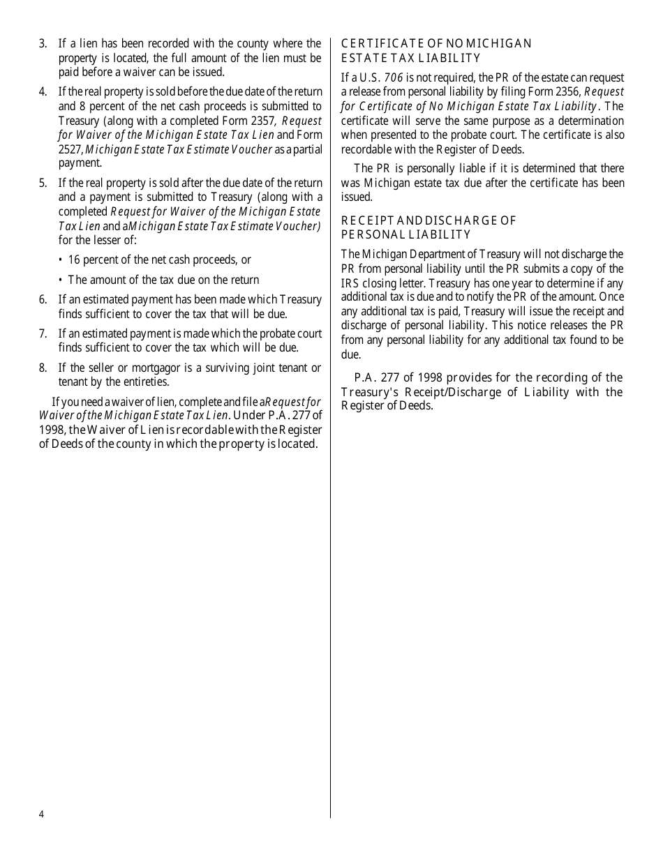 Form MI-706 Michigan Estate Tax Return - Michigan, Page 7
