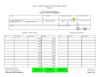 Document preview: OPM Form 1514 Military Deposit Worksheet