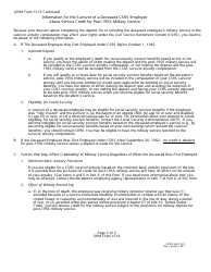 OPM Form 1519 Survivor&#039;s Military Service Election, Page 2