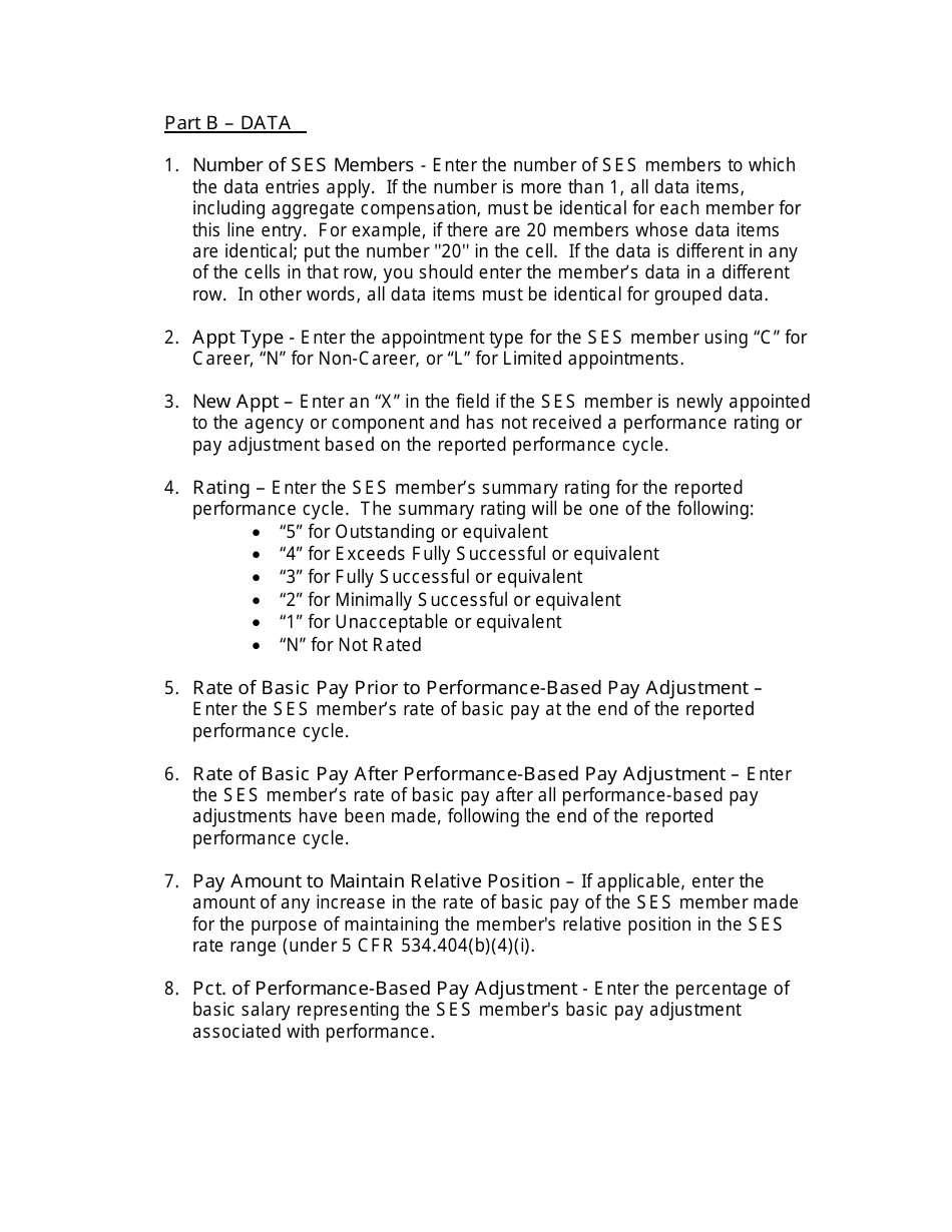 OPM Form 1558 Annual Senior Executive Service Ratings and Pay-For-Performance Summary Data Report, Page 4