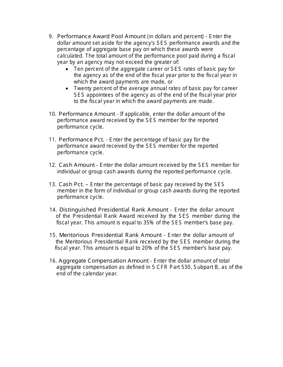 OPM Form 1558 Annual Senior Executive Service Ratings and Pay-For-Performance Summary Data Report, Page 5
