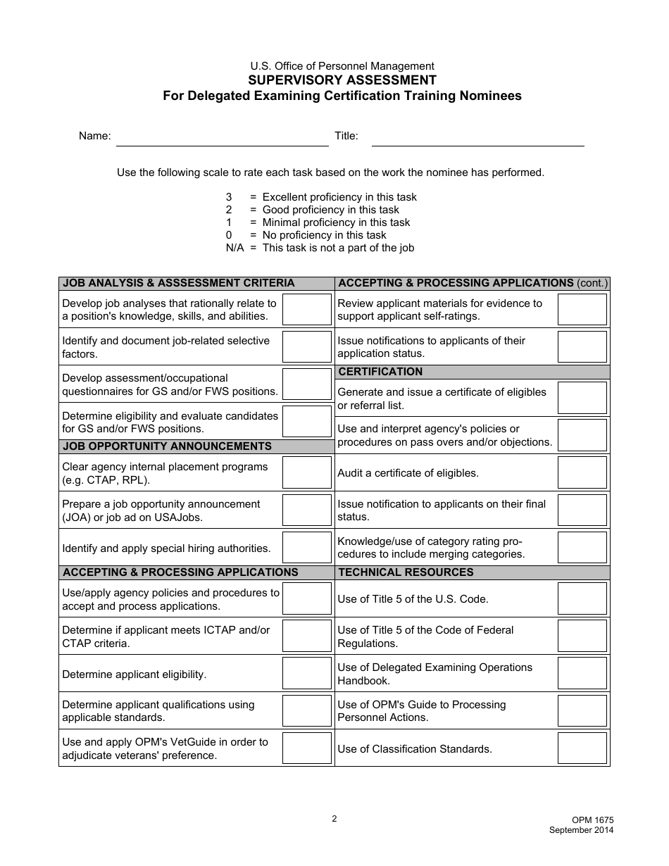 OPM Form 1675 - Fill Out, Sign Online and Download Fillable PDF ...