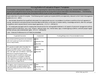 Document preview: OPM Form 1748 Hiring Reform Evaluation Report Template